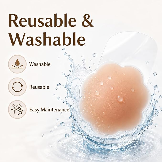 Silicone Nipple Cover Invisible Breast Pasties Adhesive Disposable Satin Fabric