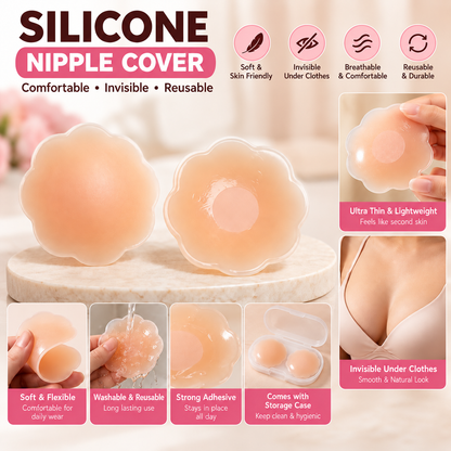 Silicone Nipple Cover Invisible Breast Pasties Adhesive Disposable Satin Fabric