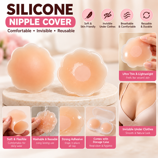 Silicone Nipple Cover Invisible Breast Pasties Adhesive Disposable Satin Fabric
