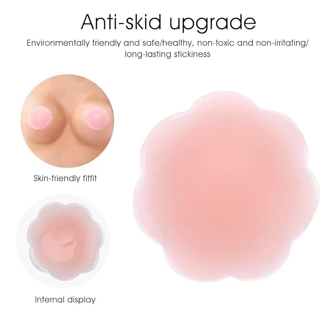 Silicone Nipple Cover Invisible Breast Pasties Adhesive Disposable Satin Fabric